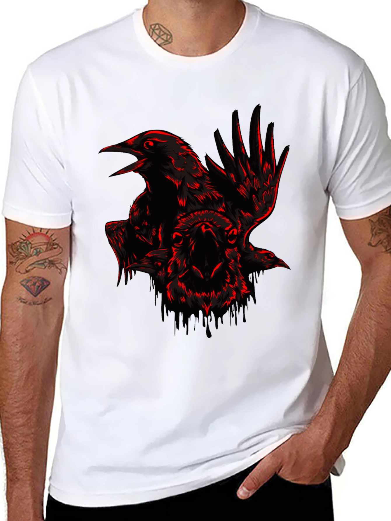Raven & Ram Graphic Tee - Edgy Black T-Shirt