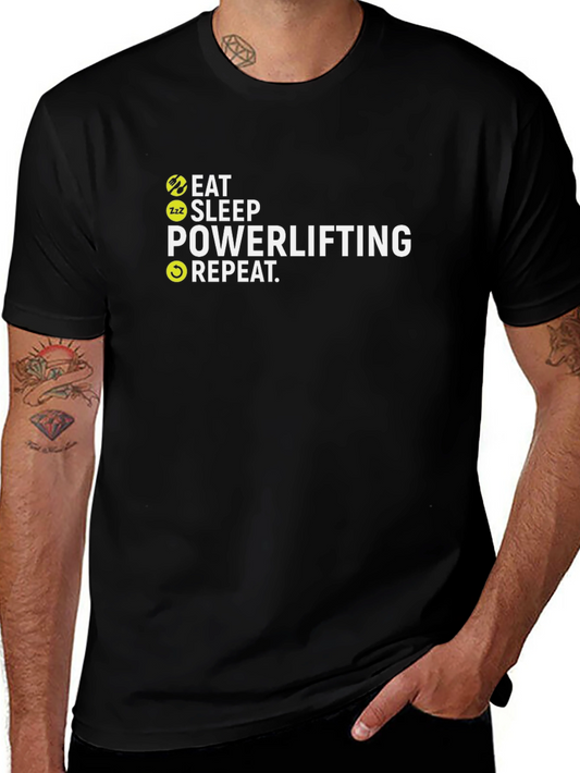 Eat Sleep Powerlifting Repeat Black T-Shirt