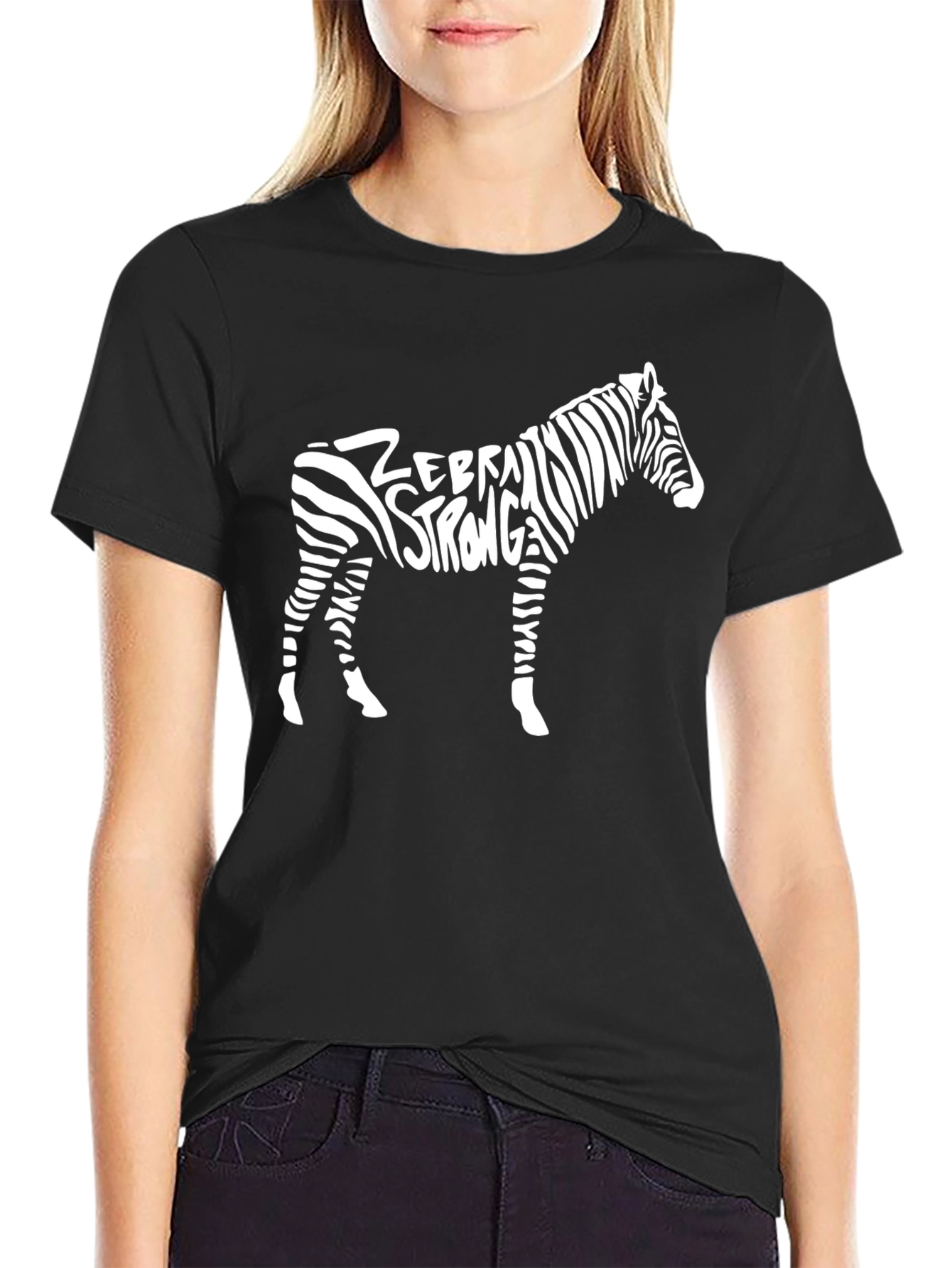 Zebra Strong Graphic Tee - Black Cotton T-Shirt