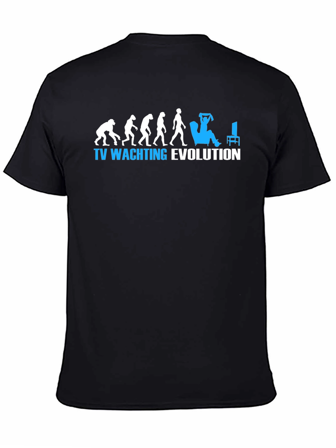 TV Watching Evolution Graphic Tee - Black Cotton T-Shirt
