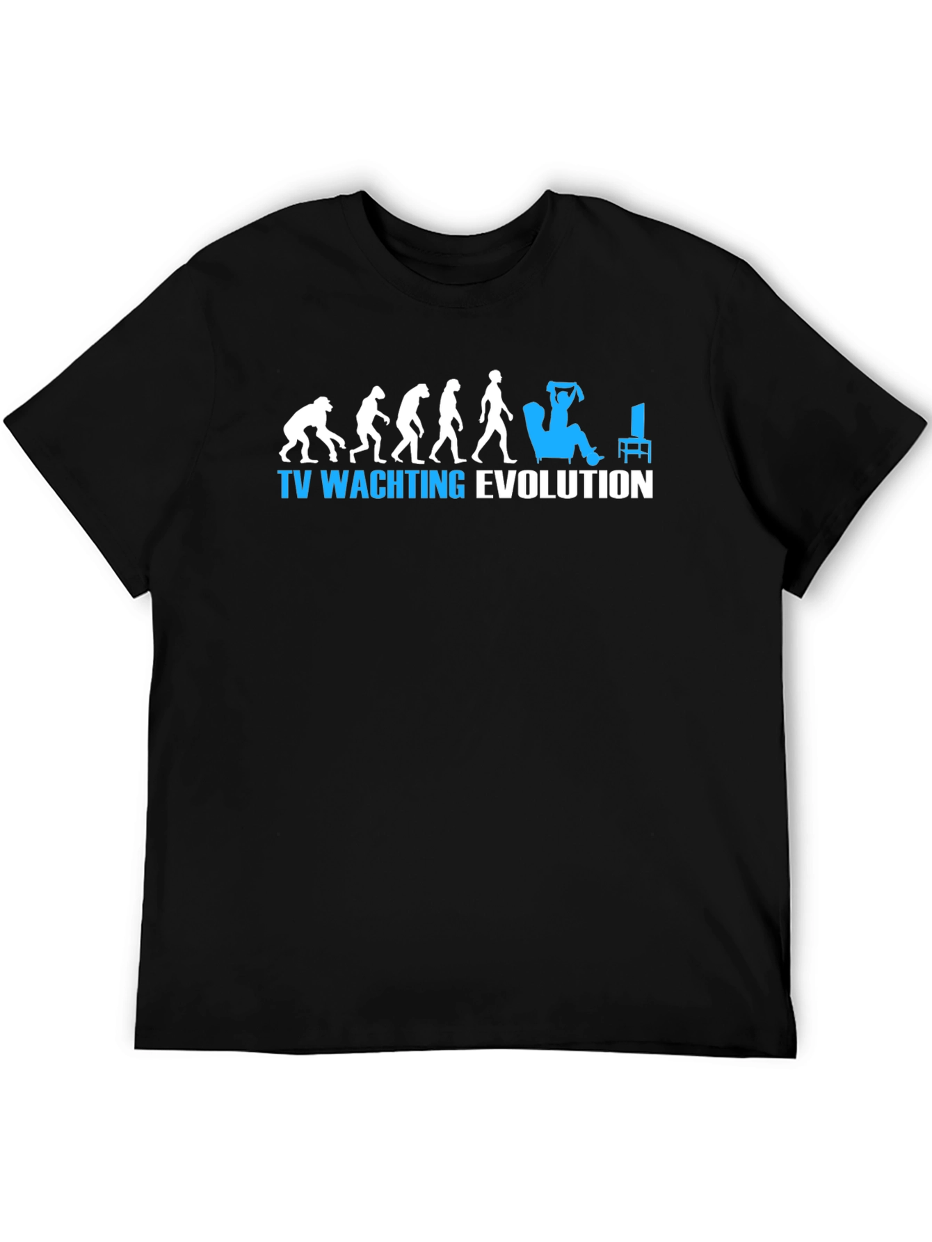TV Watching Evolution Graphic Tee - Black Cotton T-Shirt