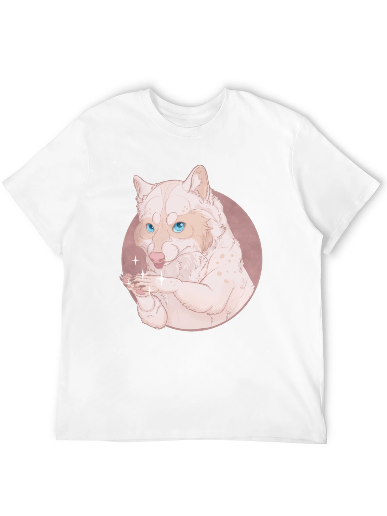 Cute Wolf Design Black T-Shirt