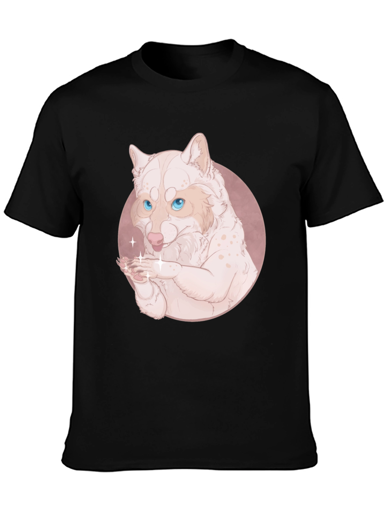 Cute Wolf Design Black T-Shirt