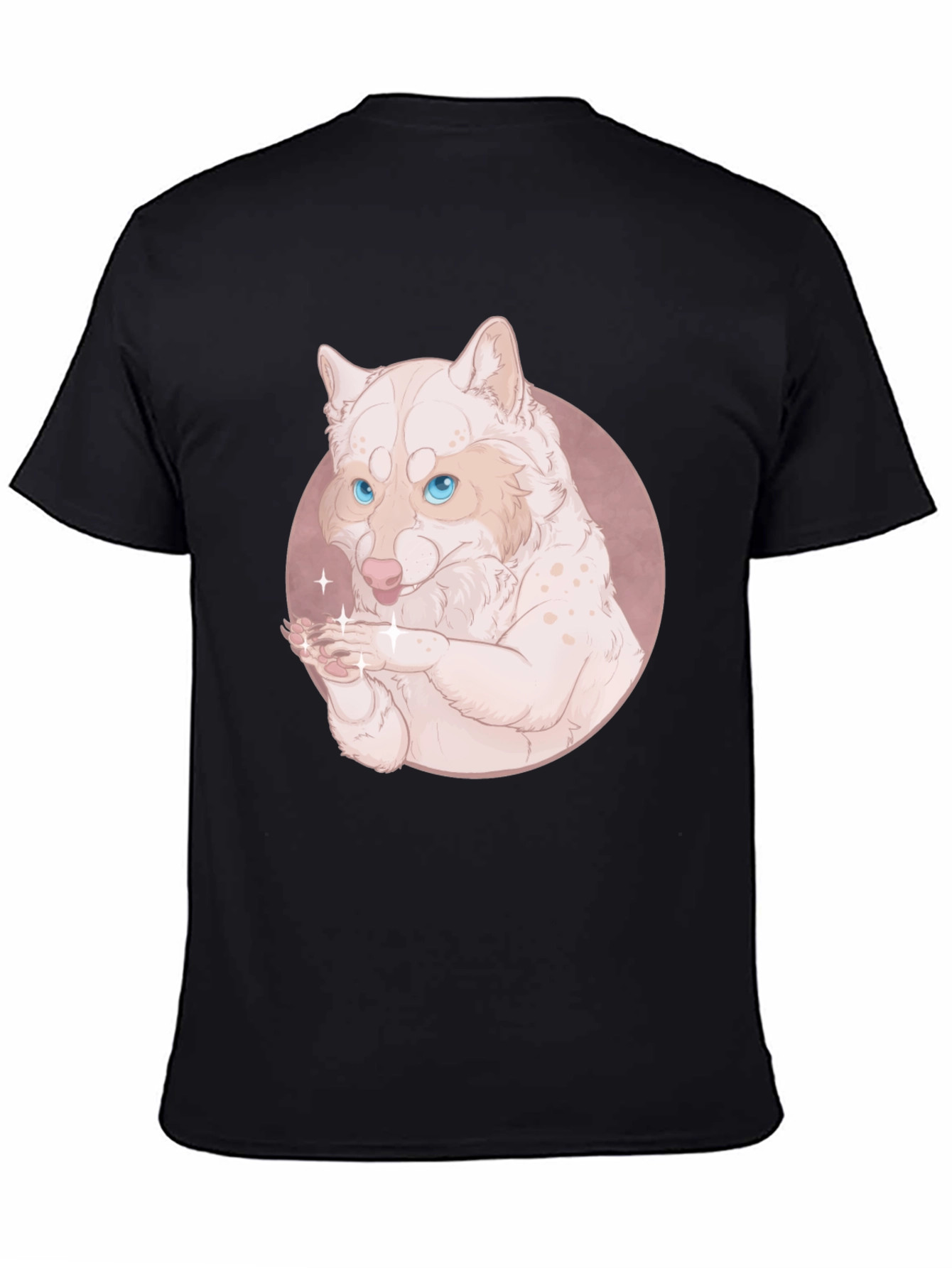 Cute Wolf Design Black T-Shirt