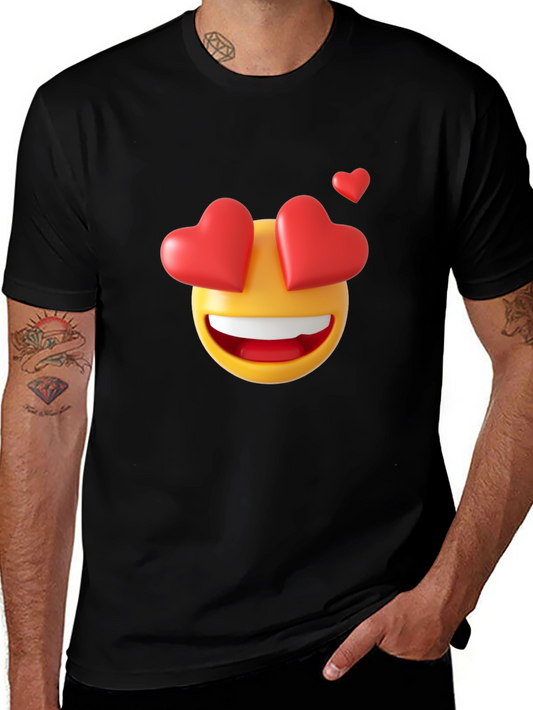 Emoji Heart Eyes Black T-Shirt