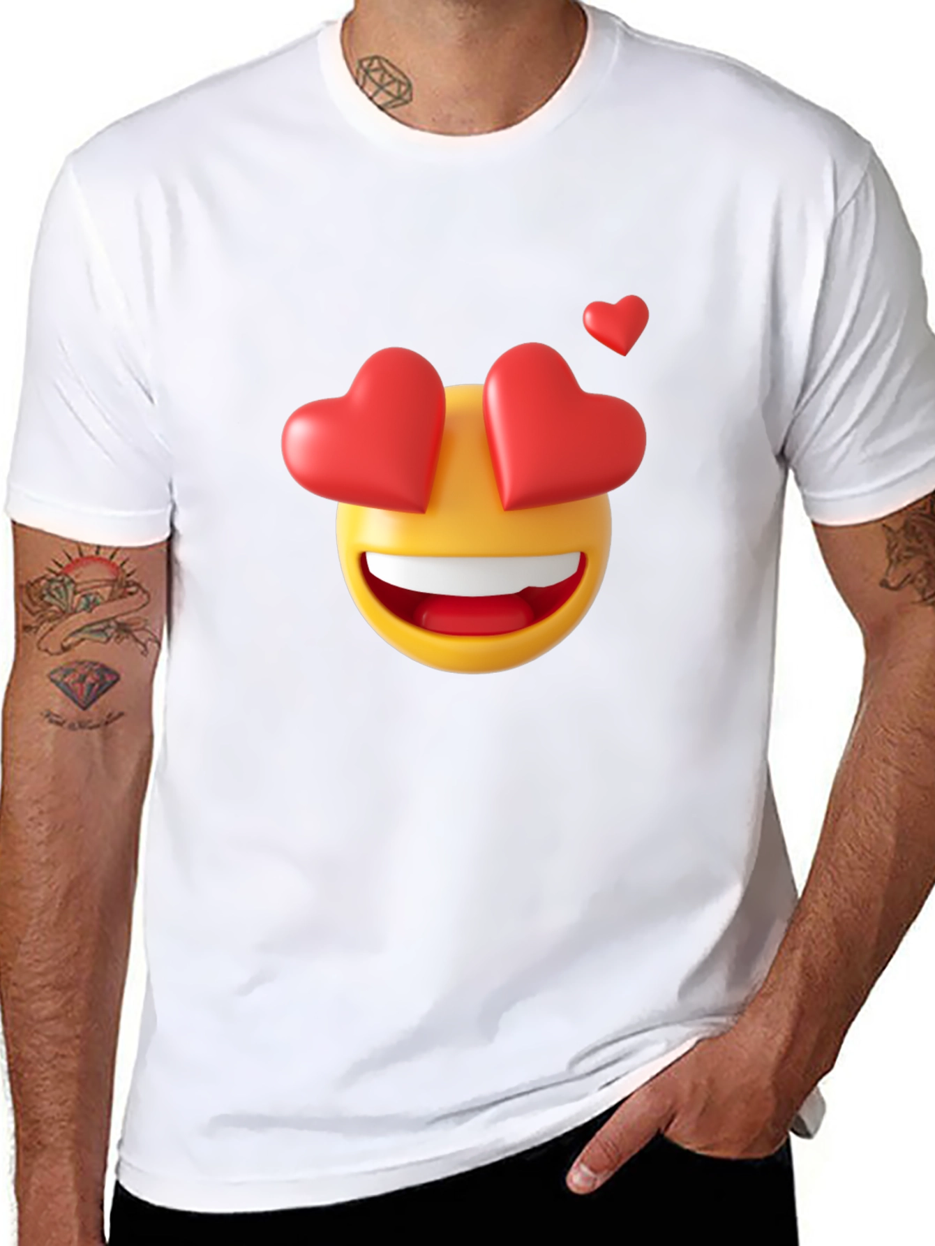 Emoji Heart Eyes Black T-Shirt