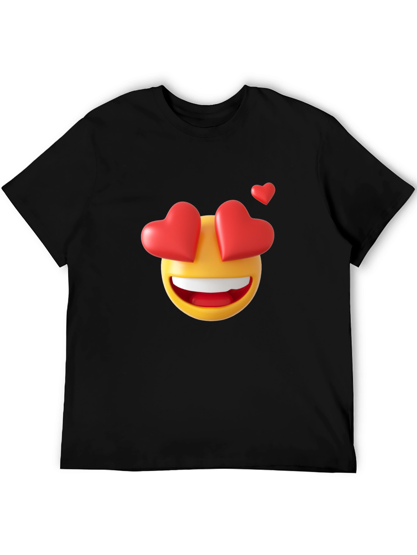 Emoji Heart Eyes Black T-Shirt