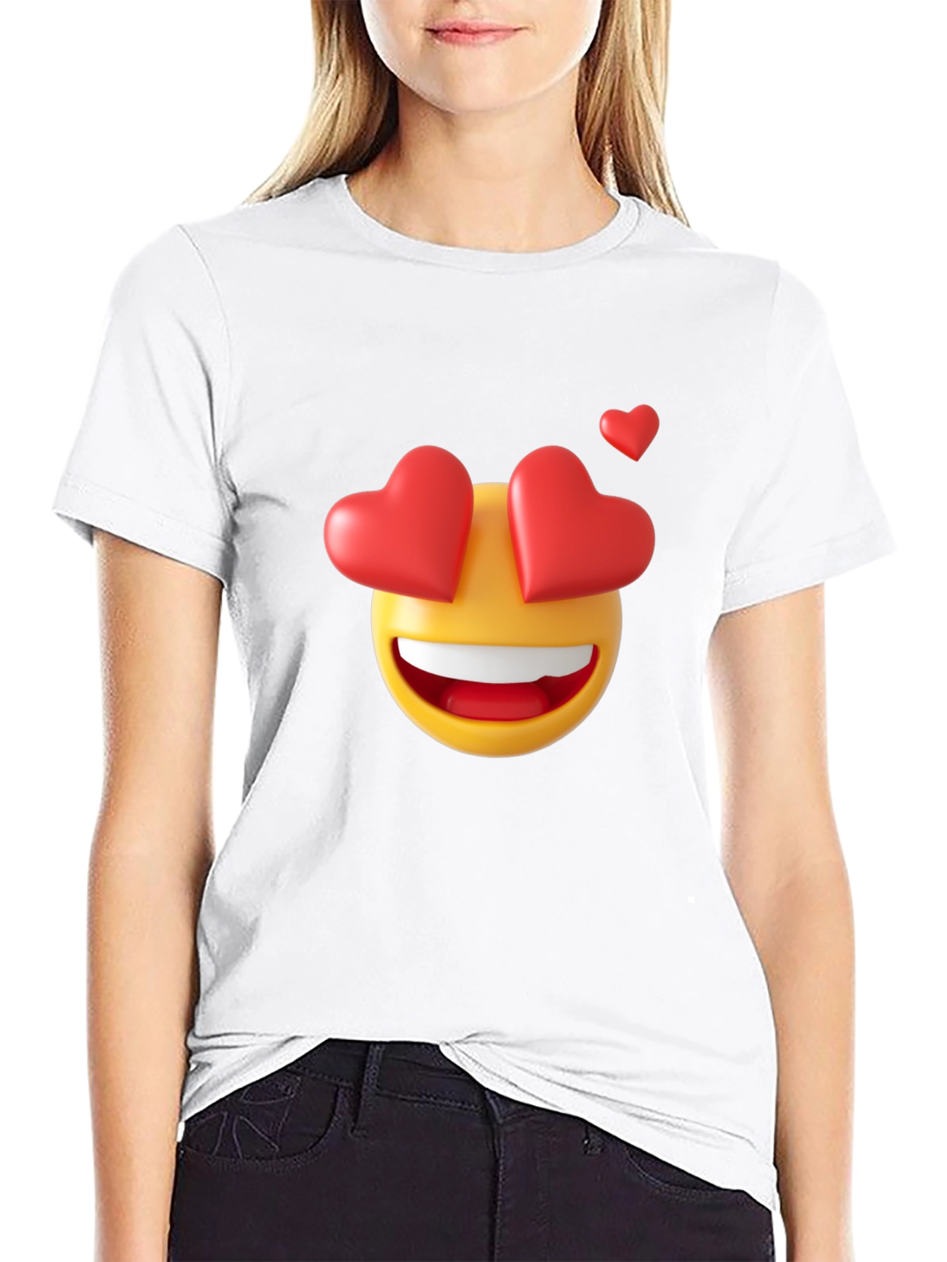 Emoji Heart Eyes Black T-Shirt