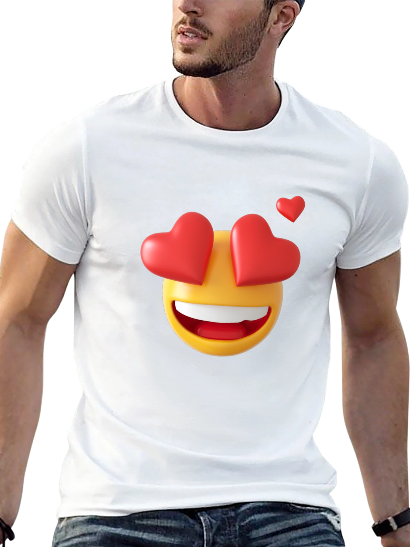 Emoji Heart Eyes Black T-Shirt