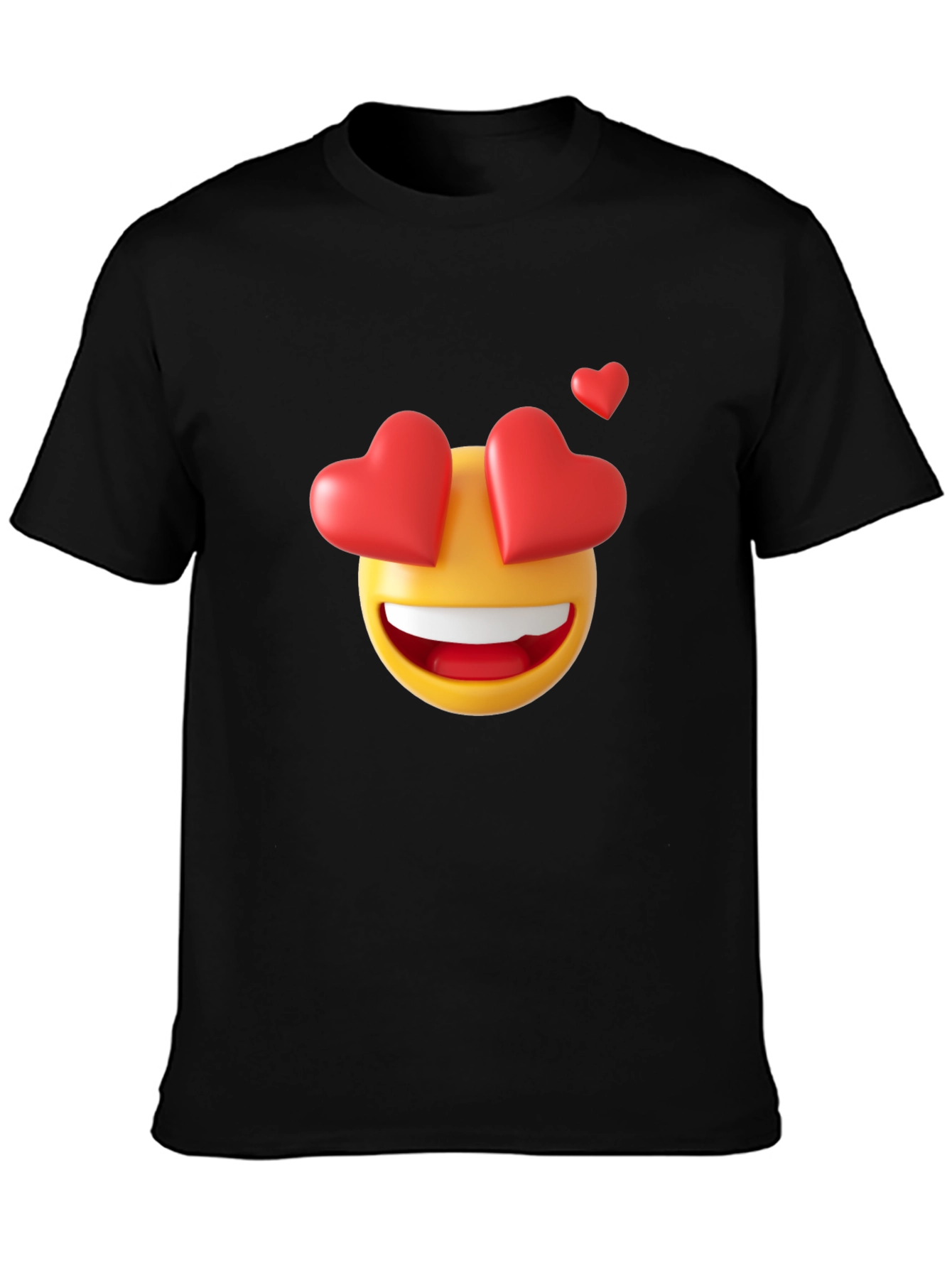 Emoji Heart Eyes Black T-Shirt