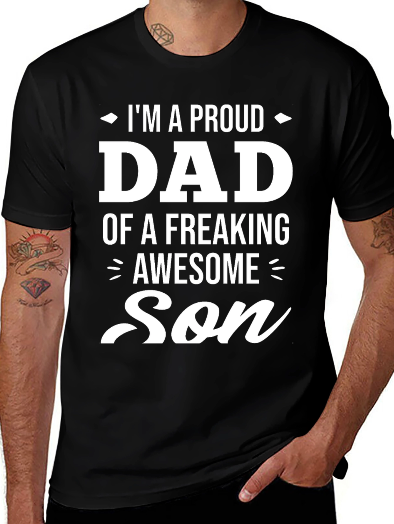 Proud Dad of an Awesome Son Black Graphic Tee