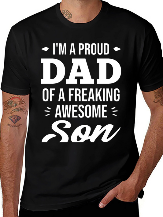 Proud Dad of an Awesome Son Black Graphic Tee
