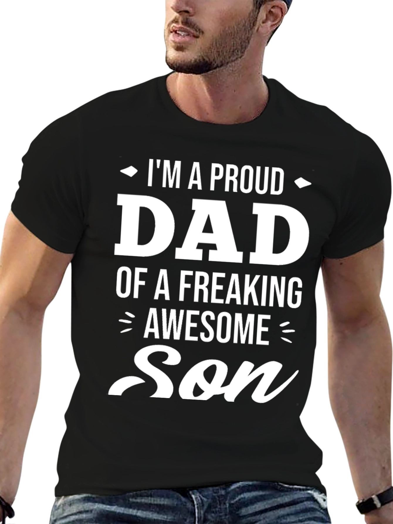 Proud Dad of an Awesome Son Black Graphic Tee