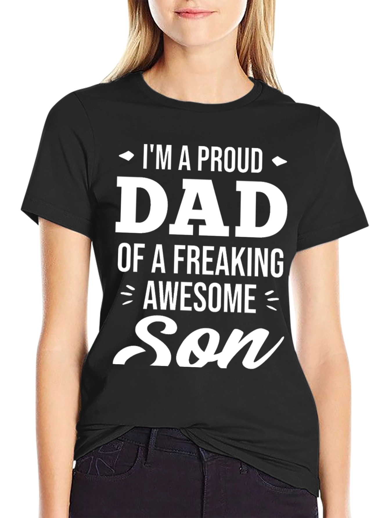 Proud Dad of an Awesome Son Black Graphic Tee
