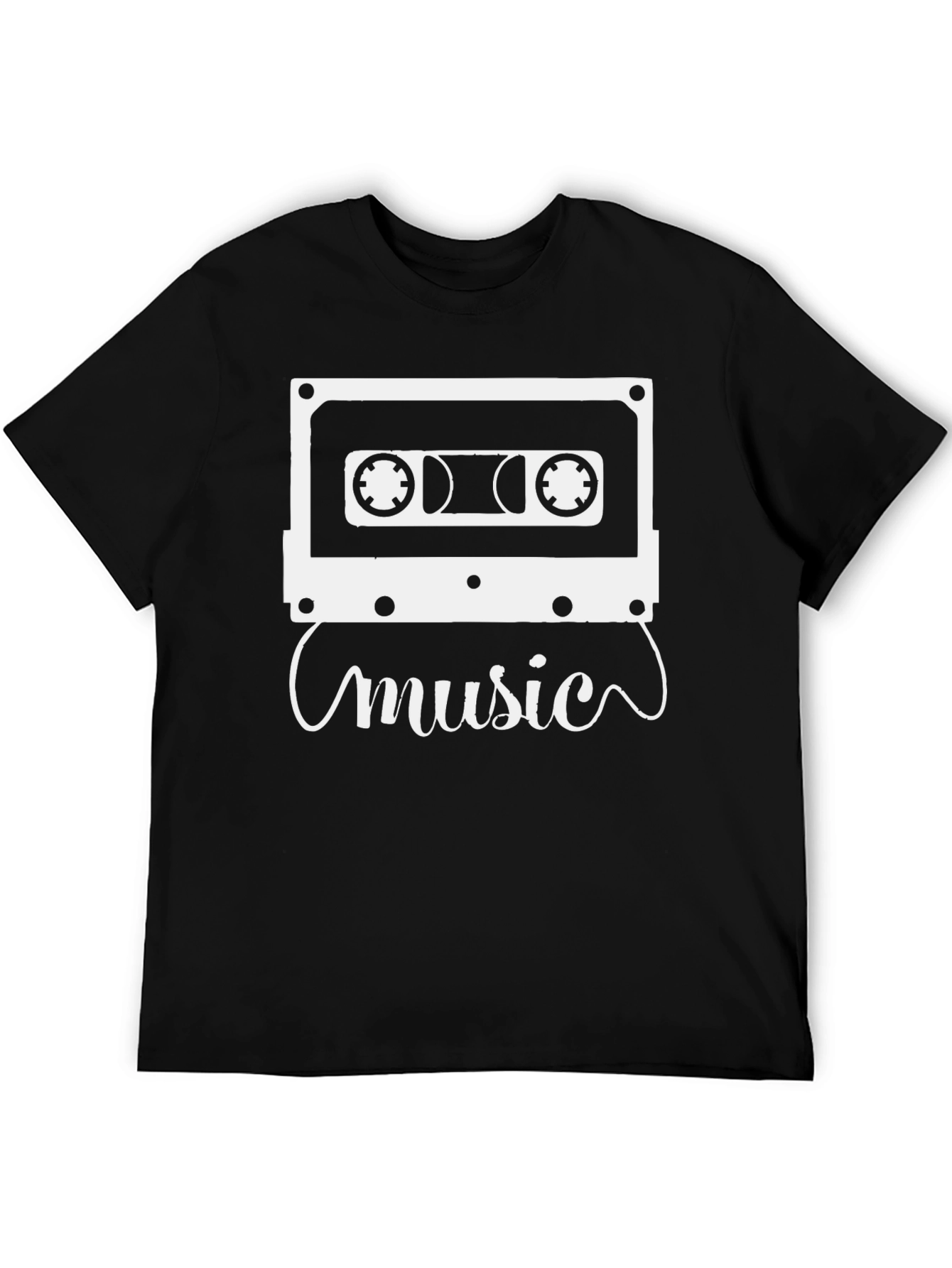 Retro Cassette Music T-Shirt - Black