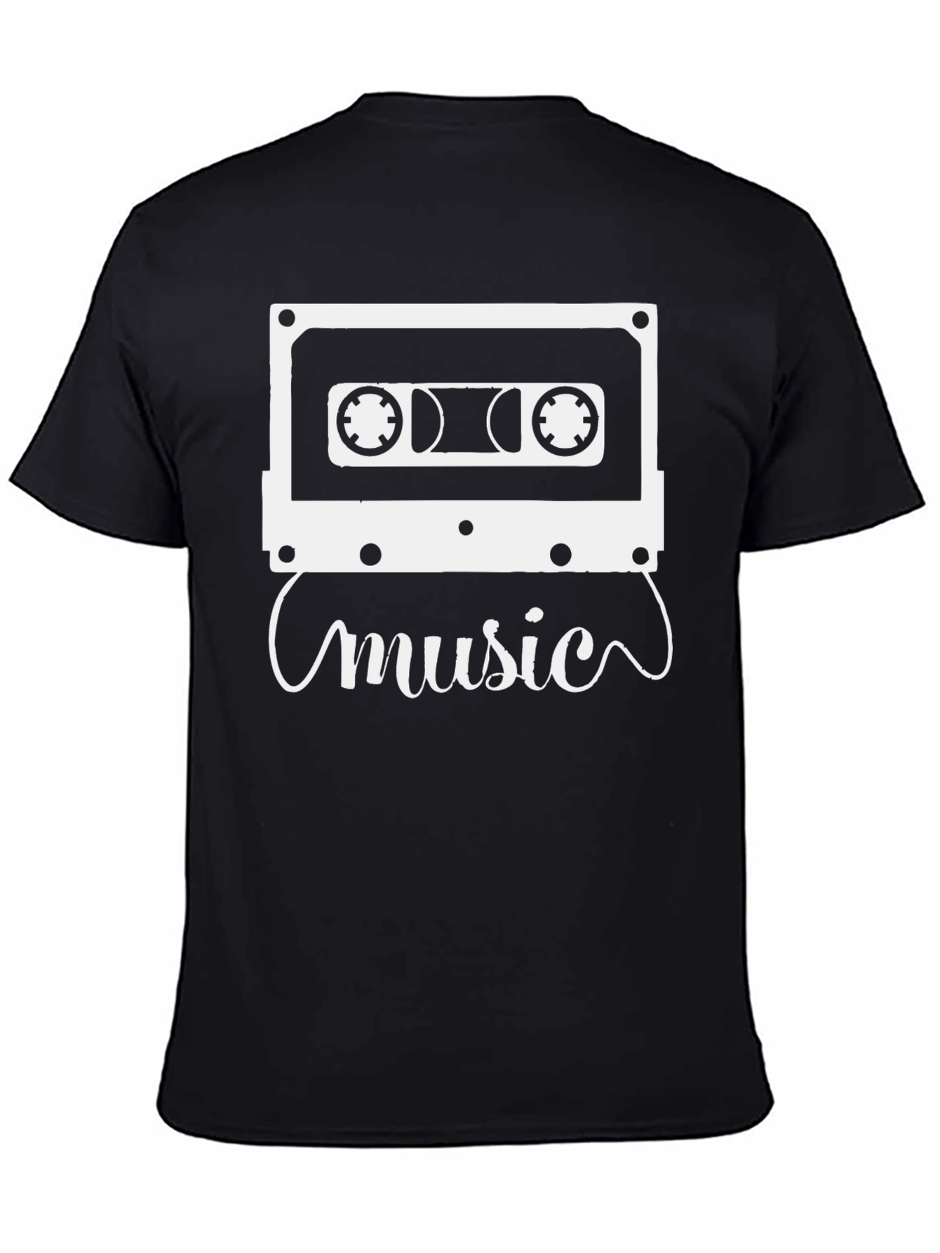 Retro Cassette Music T-Shirt - Black