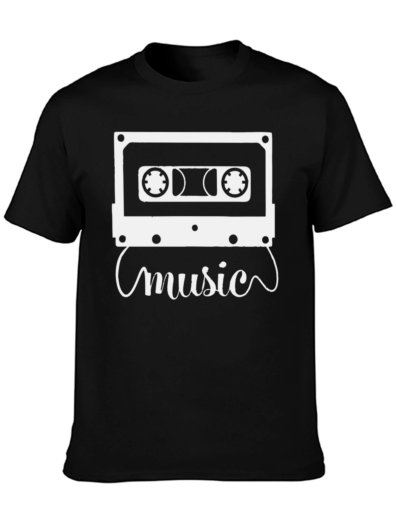 Retro Cassette Music T-Shirt - Black