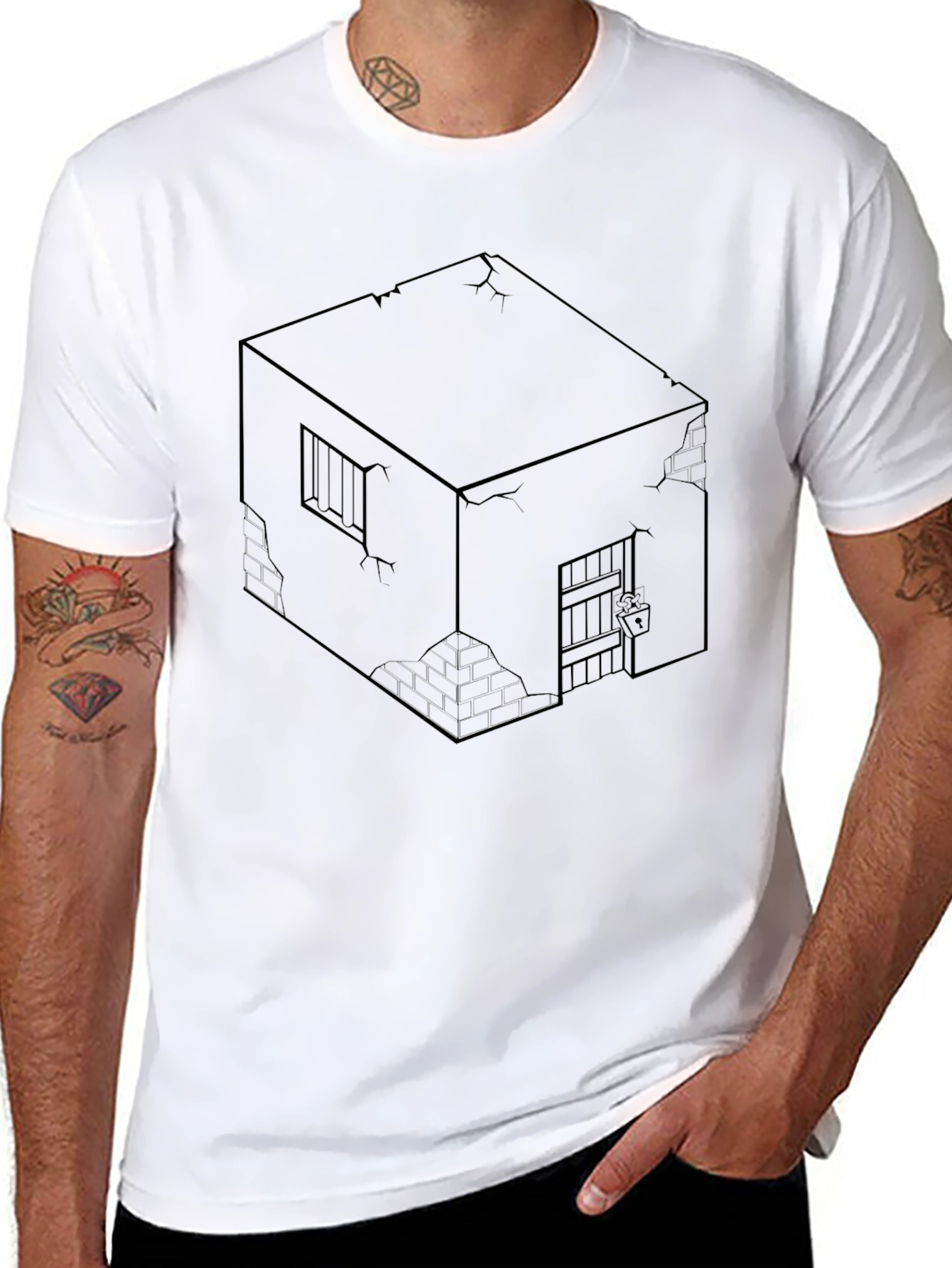 Isometric Prison Cell Graphic Tee - Edgy Style