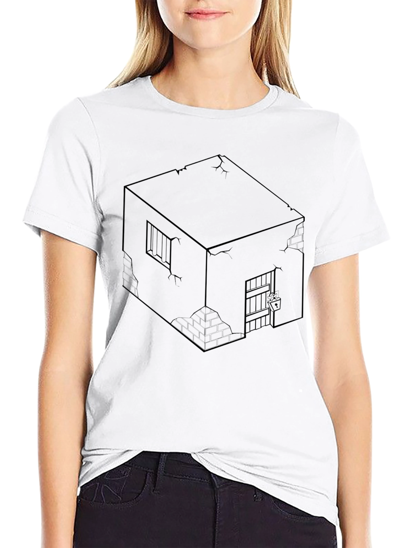 Isometric Prison Cell Graphic Tee - Edgy Style