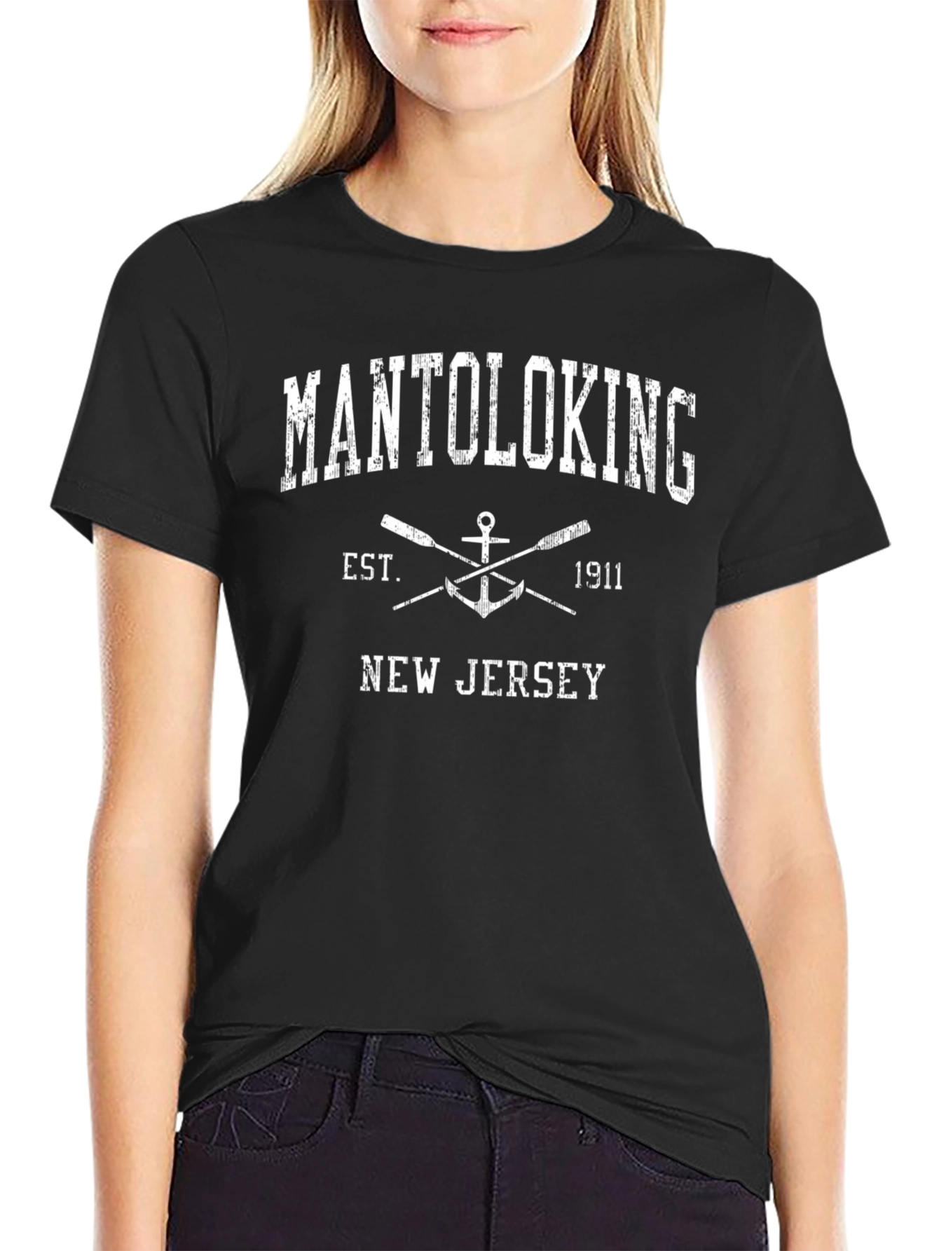 Mantoloking New Jersey T-Shirt Anchor Nautical Tee