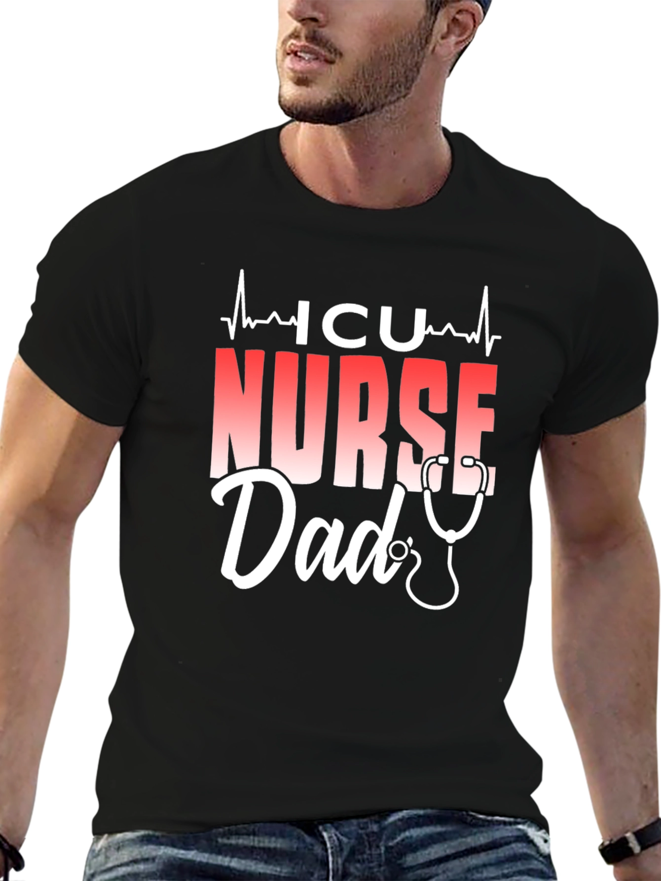 ICU Nurse Dad T-Shirt - Black