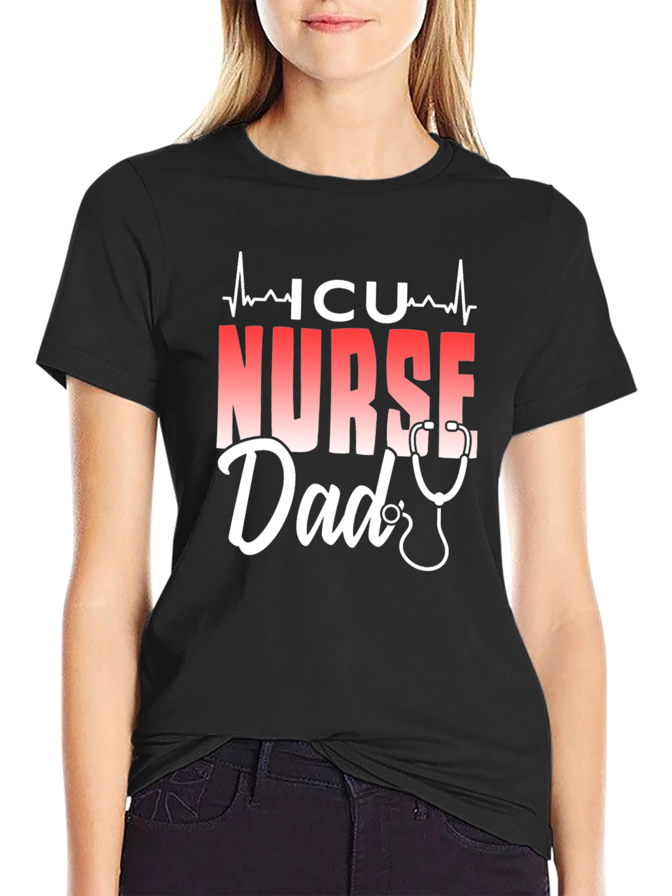 ICU Nurse Dad T-Shirt - Black