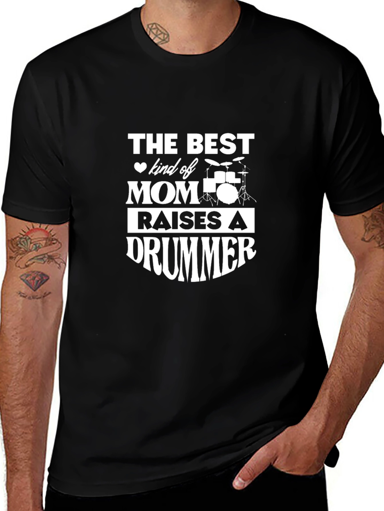 Best Mom Raises A Drummer T-Shirt - Black
