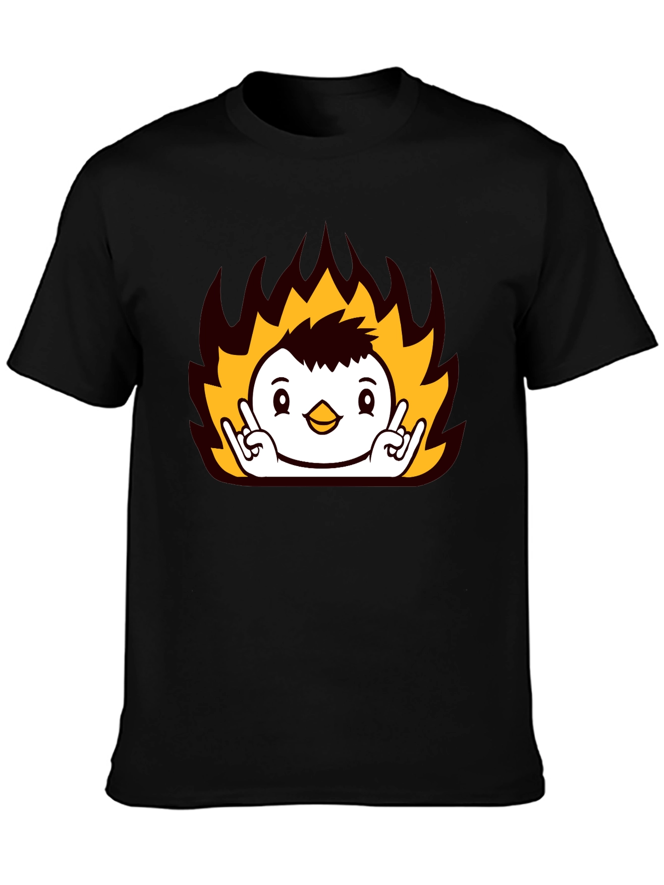 Rock On Fire Bird Black T-Shirt