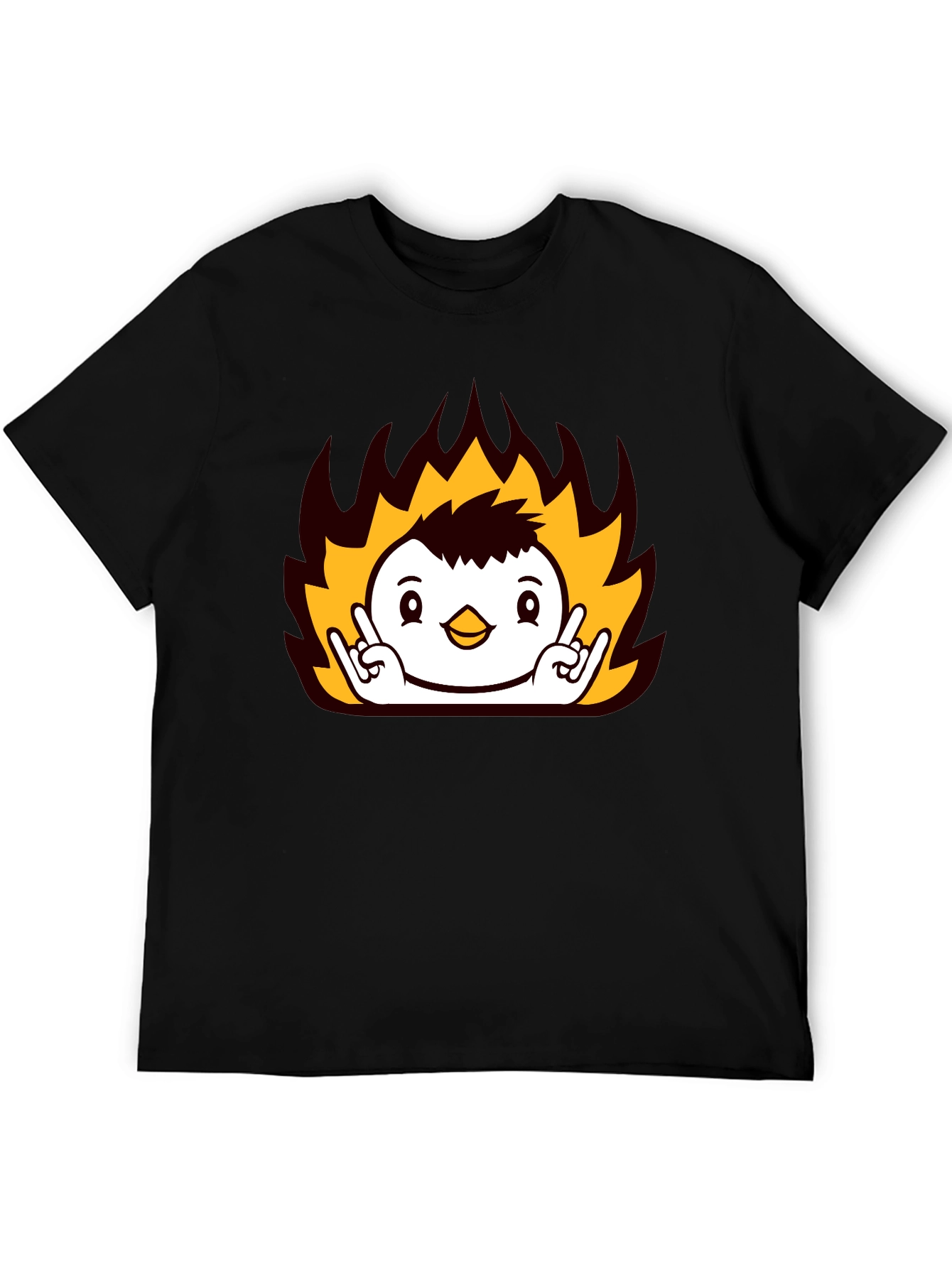 Rock On Fire Bird Black T-Shirt