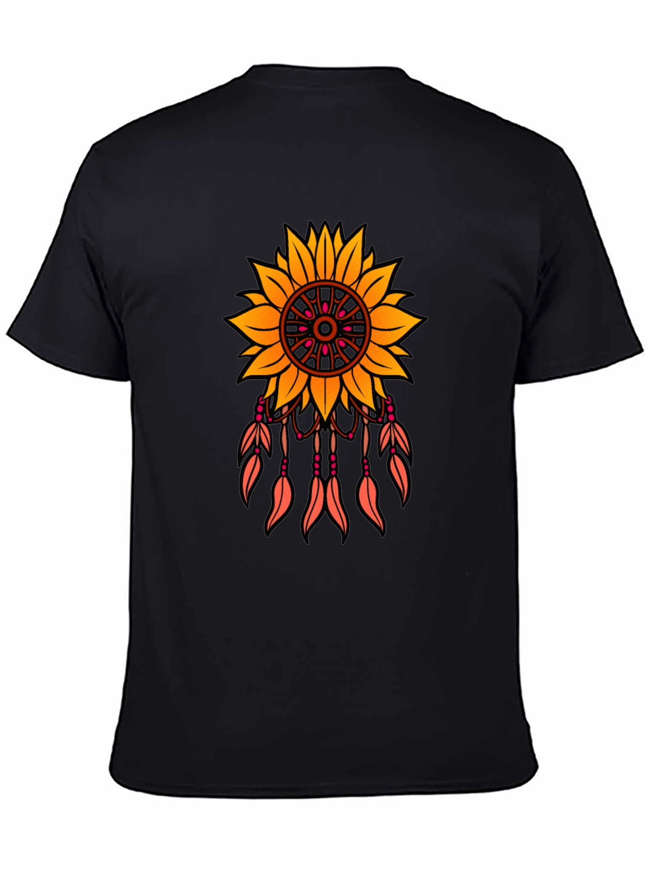 Sunflower Dreamcatcher Graphic T-Shirt - Black