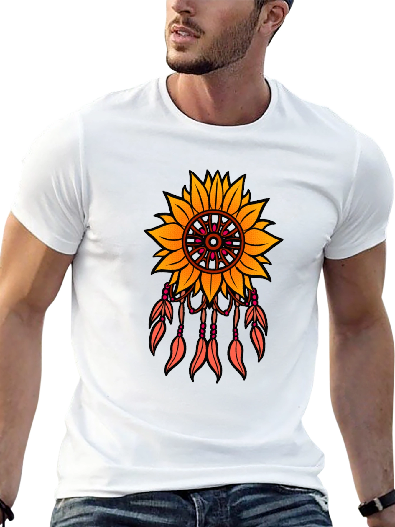 Sunflower Dreamcatcher Graphic T-Shirt - Black