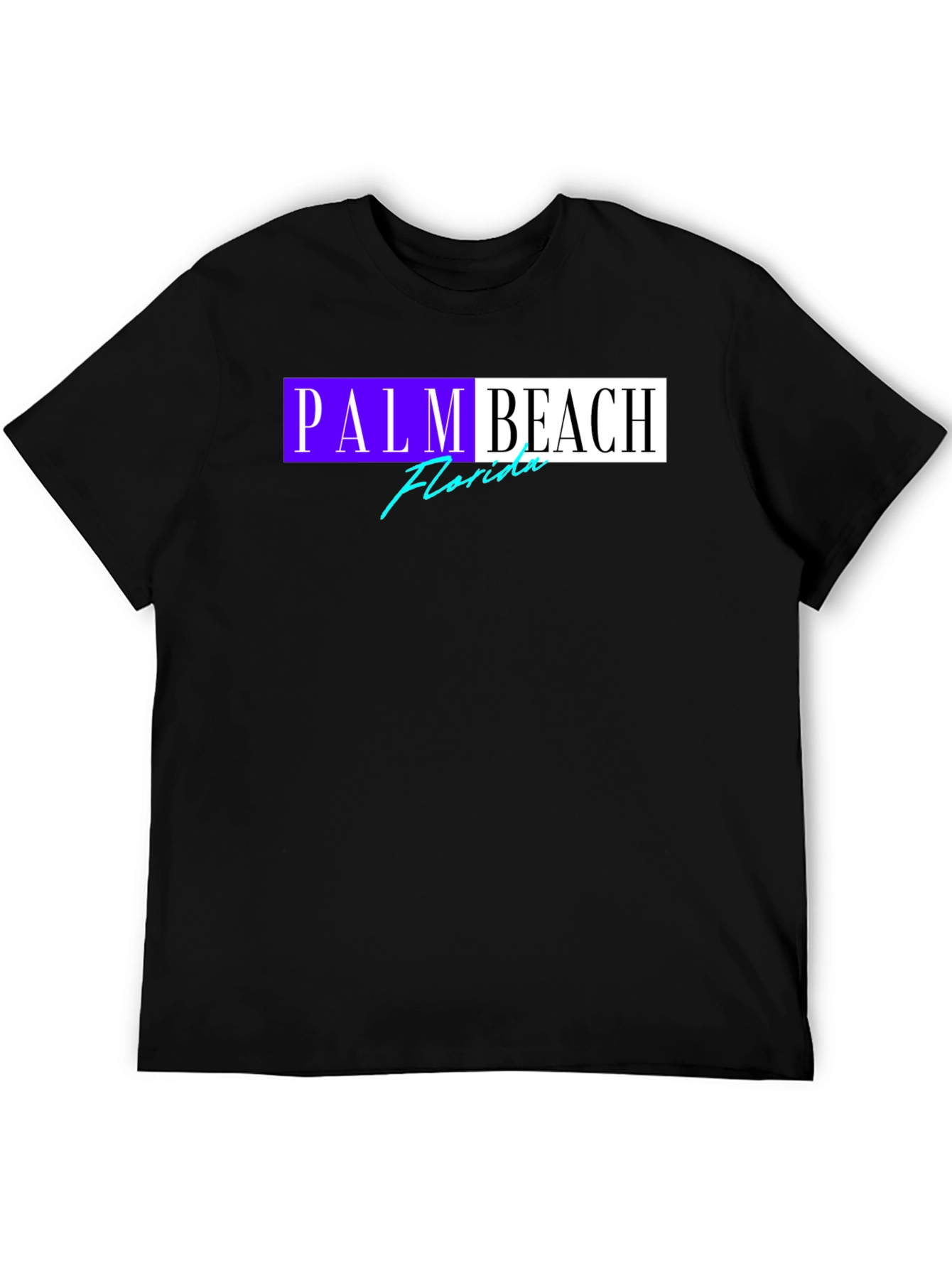 Palm Beach Florida Graphic T-Shirt Black Cotton Tee