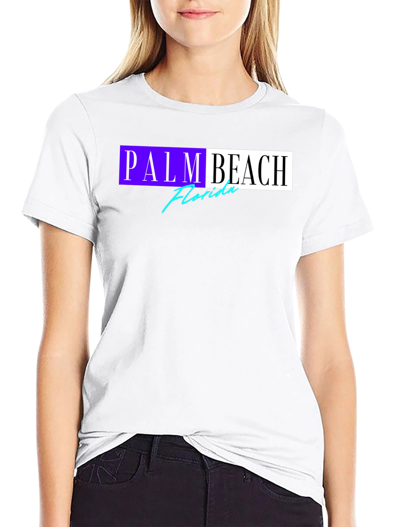 Palm Beach Florida Graphic T-Shirt Black Cotton Tee