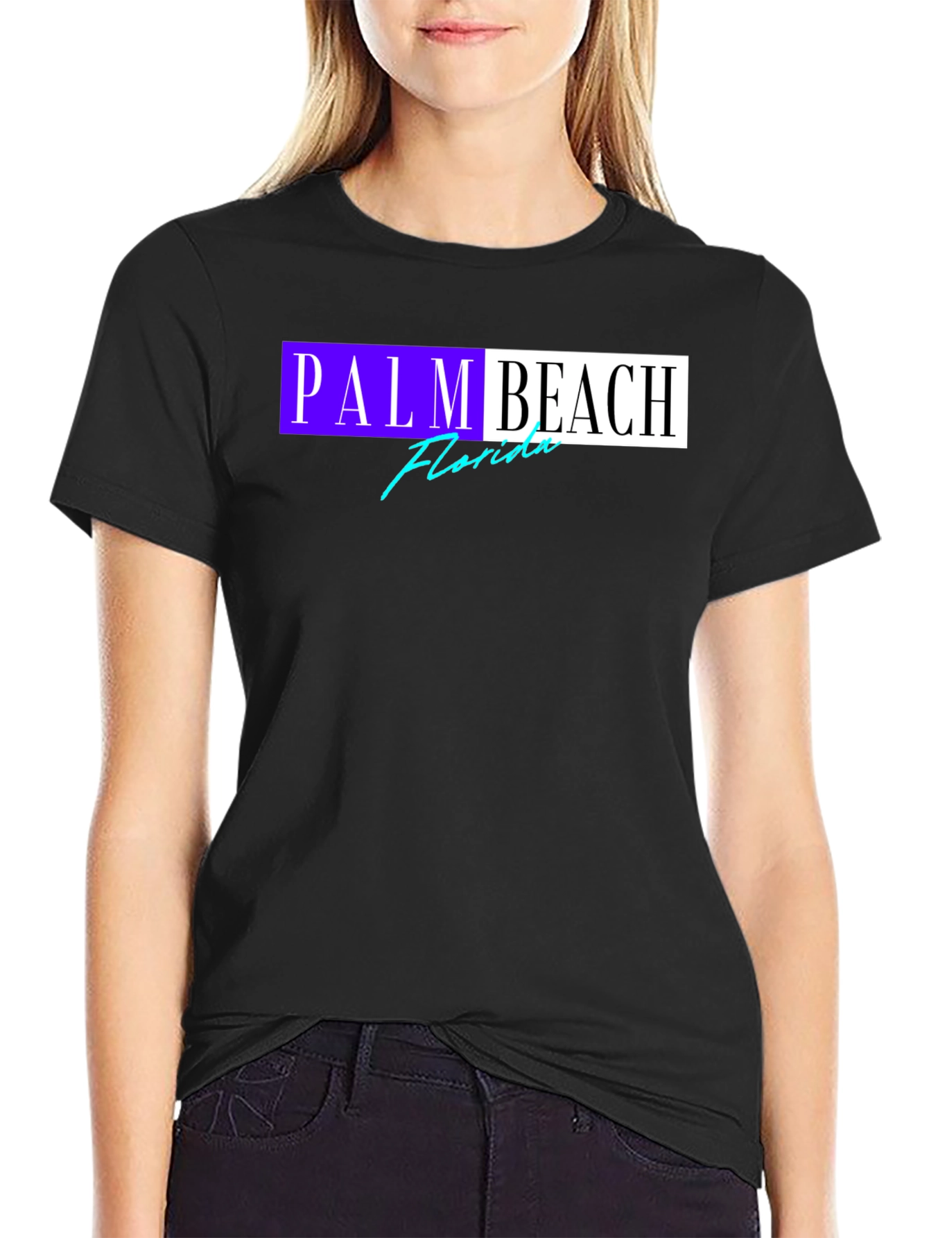 Palm Beach Florida Graphic T-Shirt Black Cotton Tee
