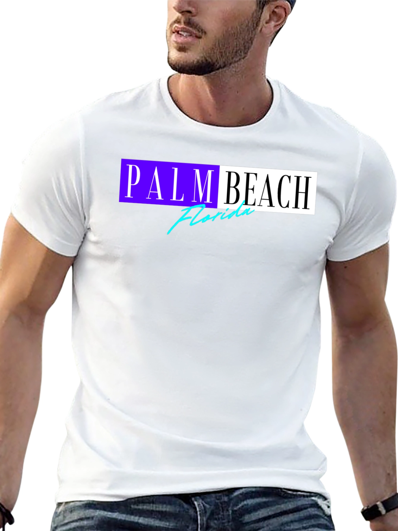 Palm Beach Florida Graphic T-Shirt Black Cotton Tee