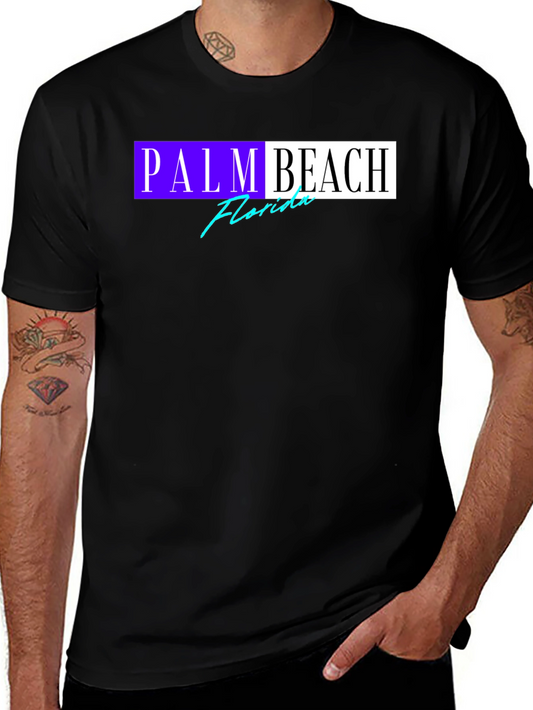 Palm Beach Florida Graphic T-Shirt Black Cotton Tee