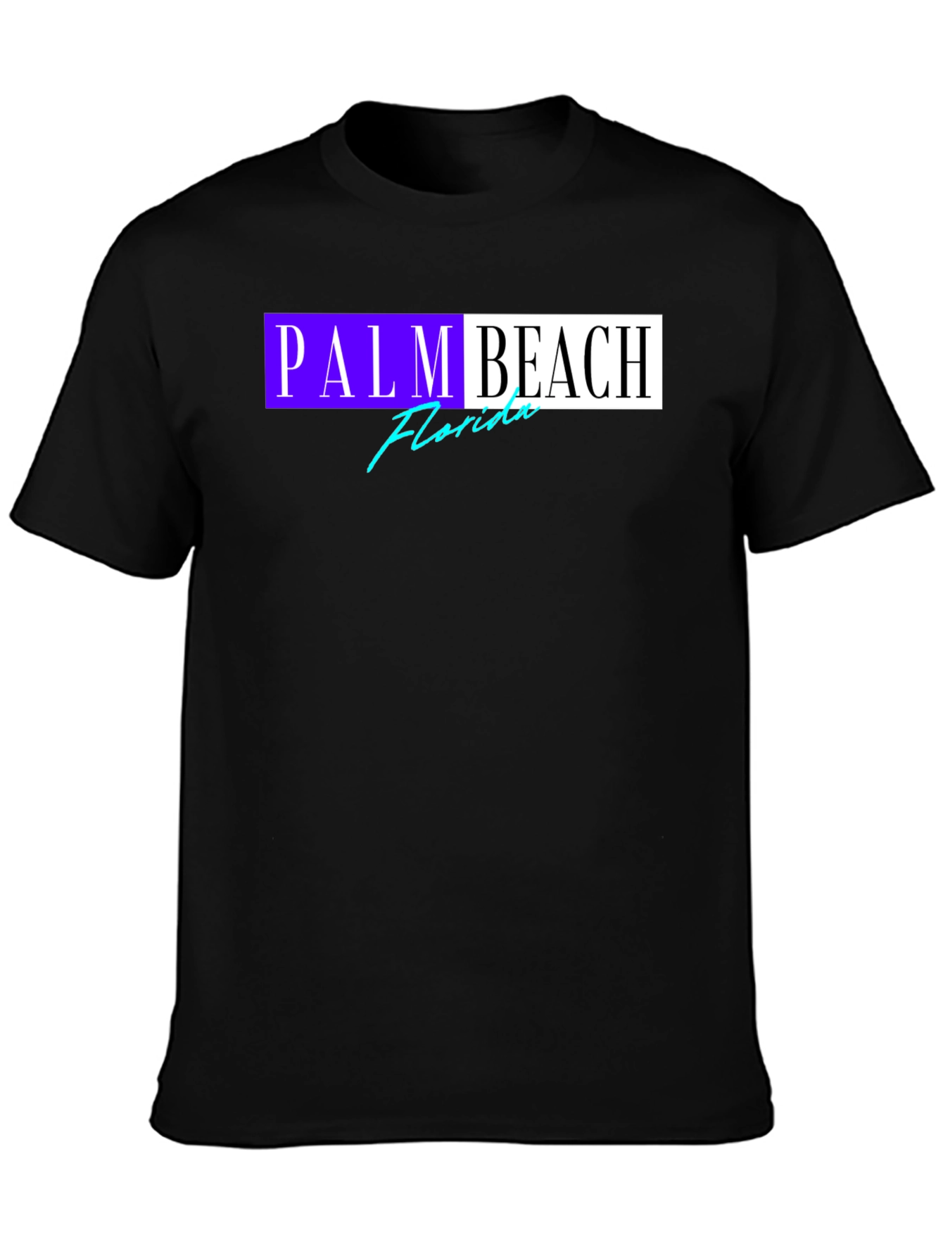 Palm Beach Florida Graphic T-Shirt Black Cotton Tee