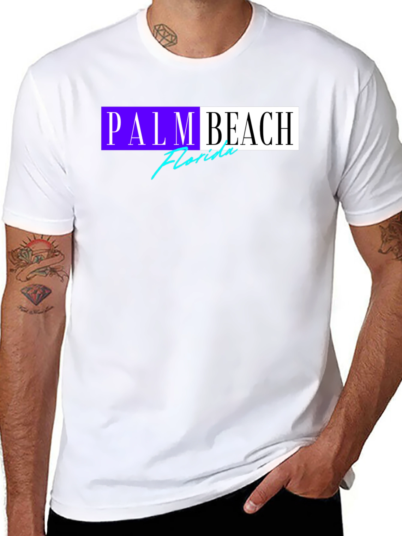 Palm Beach Florida Graphic T-Shirt Black Cotton Tee