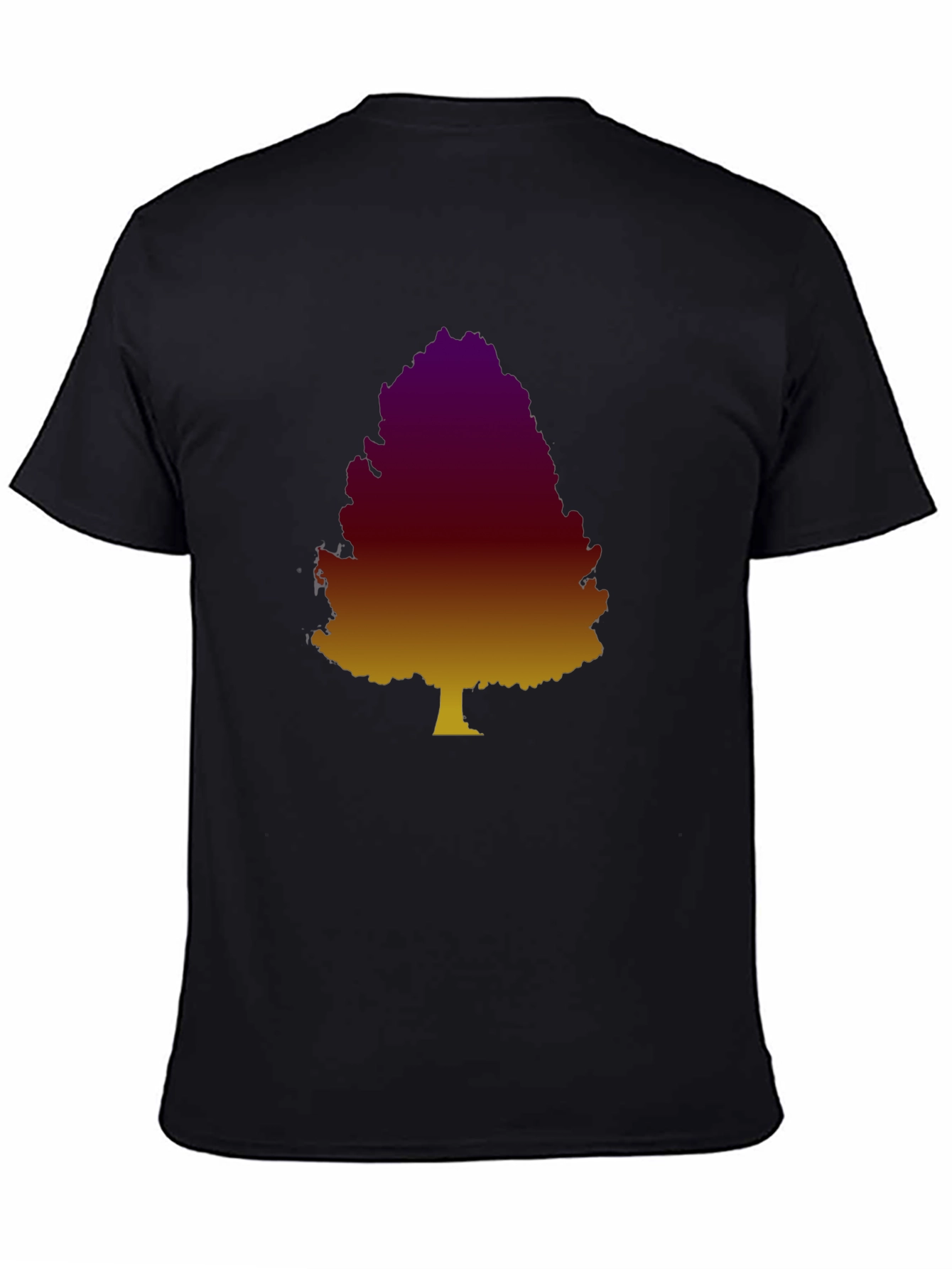 Gradient Tree Graphic Tee - Casual Black T-Shirt