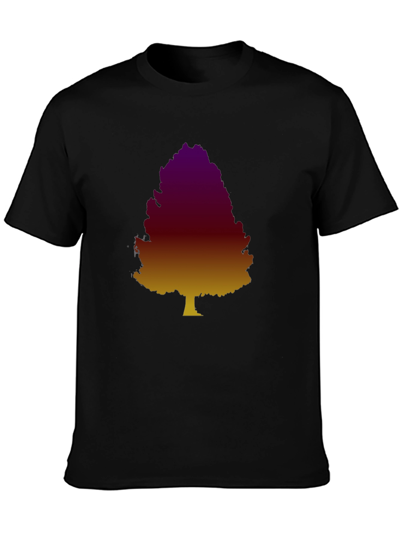 Gradient Tree Graphic Tee - Casual Black T-Shirt