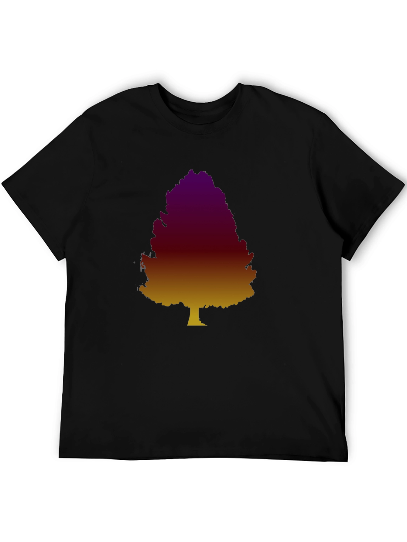 Gradient Tree Graphic Tee - Casual Black T-Shirt