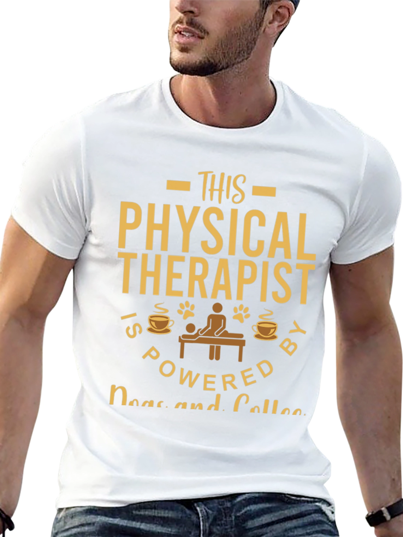 Physical Therapist Powered by Dogs and Coffee T-Shirt