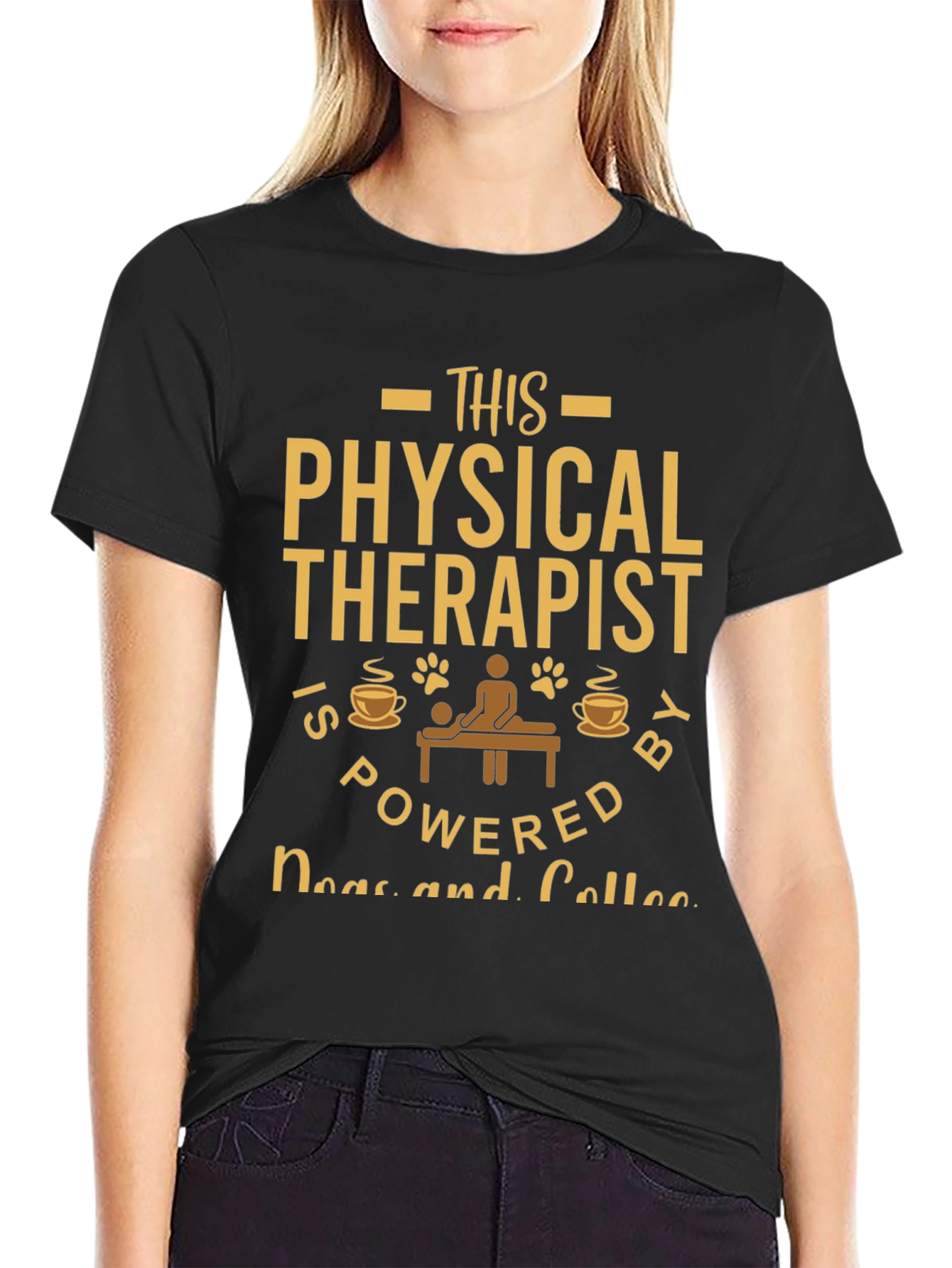 Physical Therapist Powered by Dogs and Coffee T-Shirt