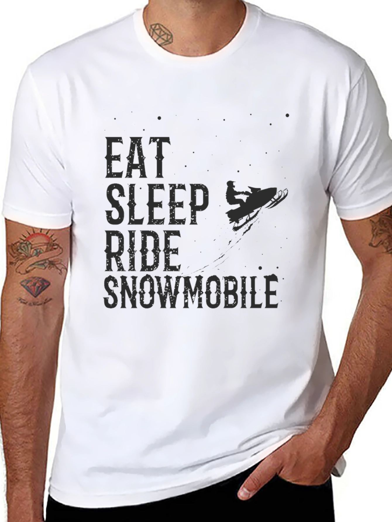 Eat Sleep Ride Snowmobile T-Shirt - Black Graphic Tee