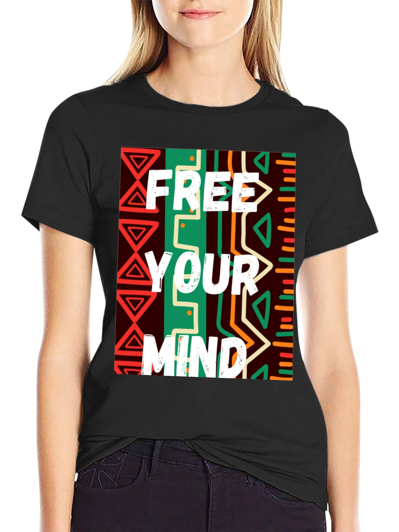 Free Your Mind Graphic Tee - Black Cotton Blend