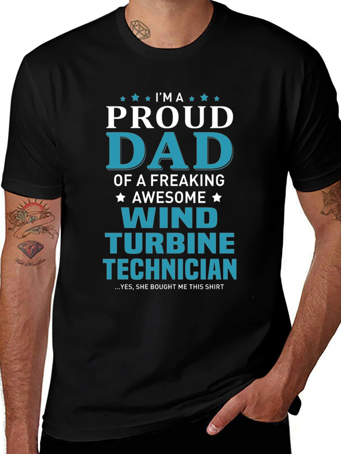 Proud Dad Wind Turbine Technician Graphic T-Shirt