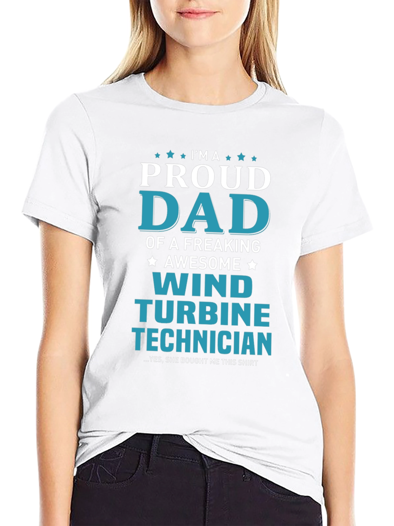 Proud Dad Wind Turbine Technician Graphic T-Shirt