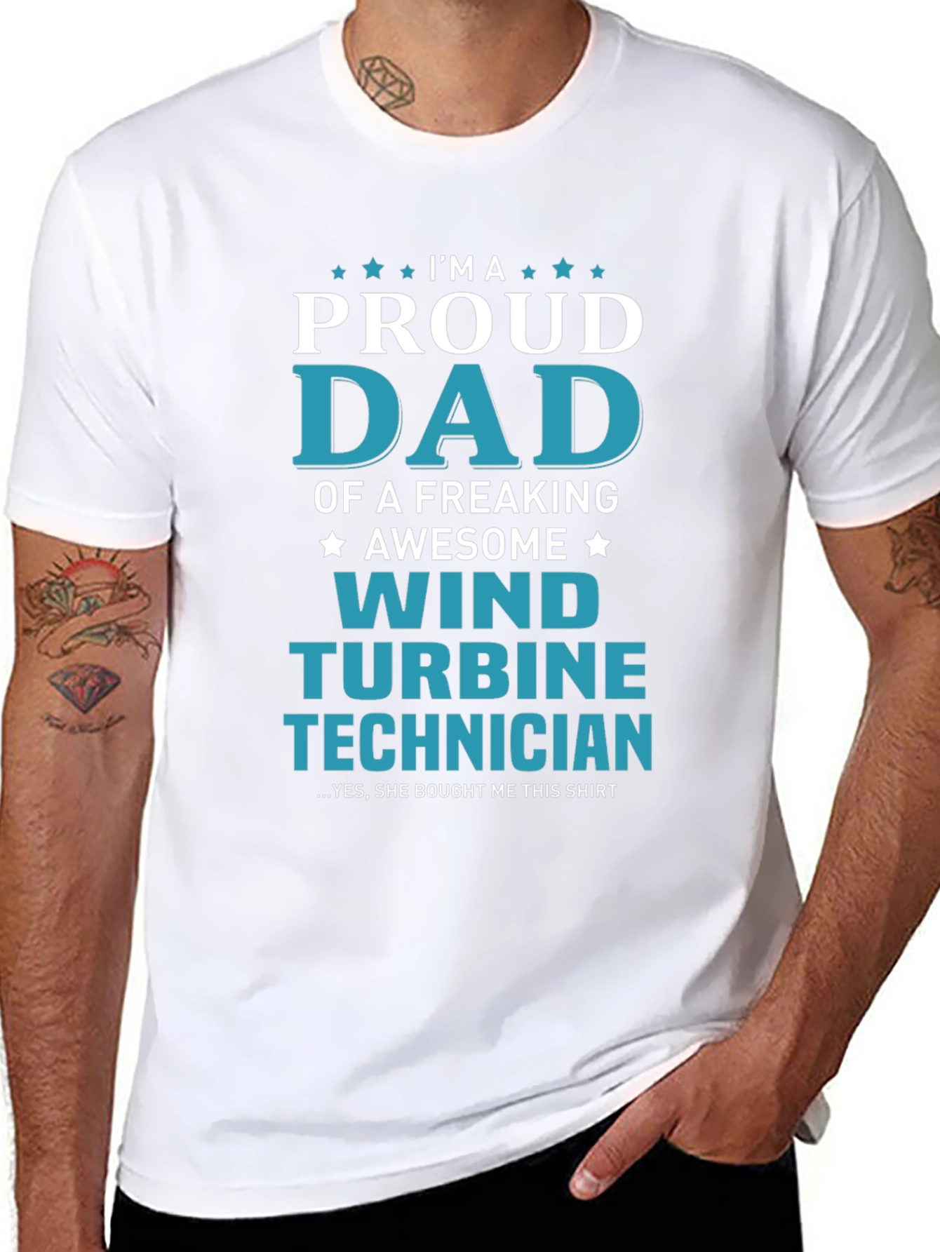 Proud Dad Wind Turbine Technician Graphic T-Shirt