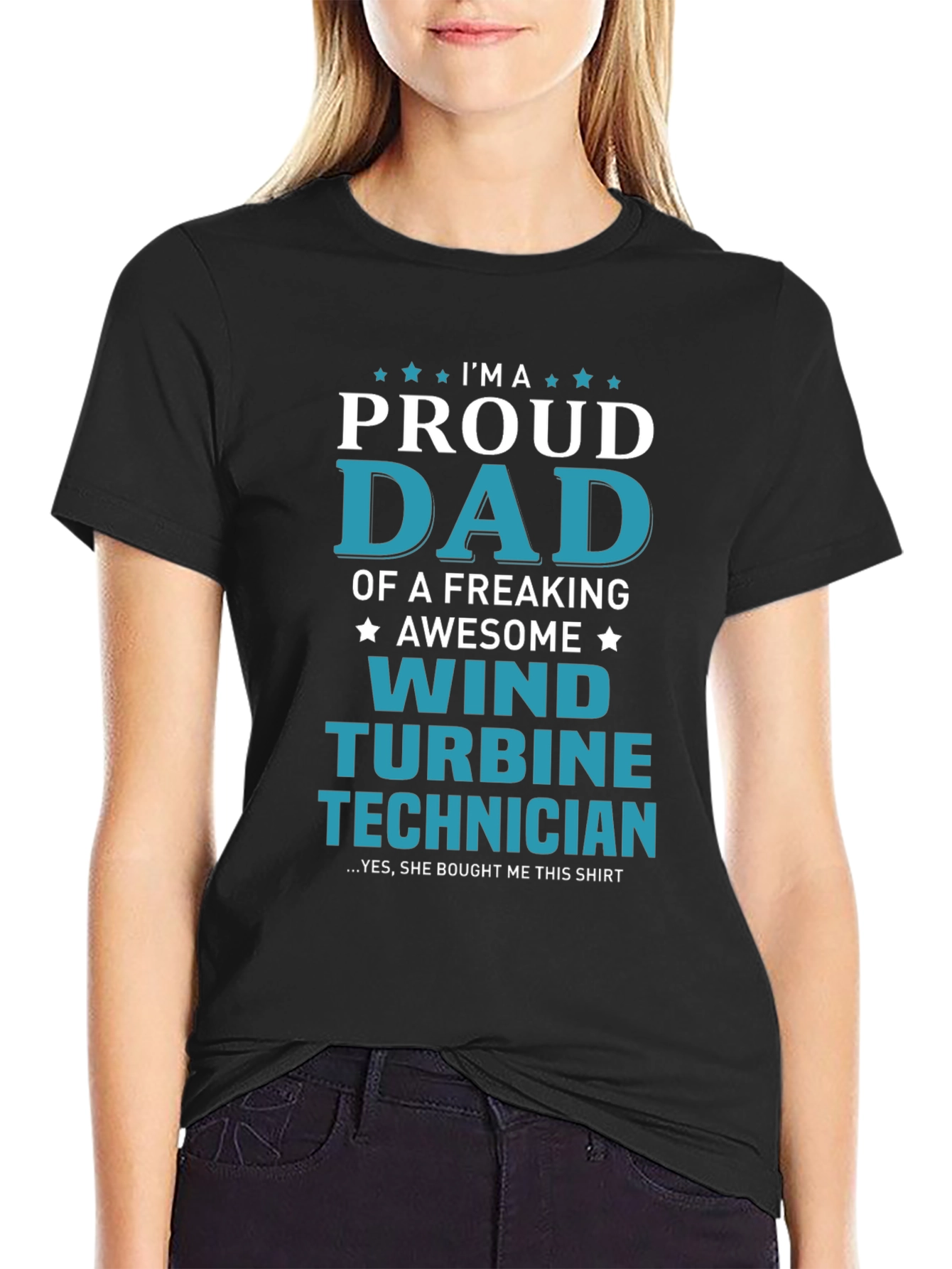 Proud Dad Wind Turbine Technician Graphic T-Shirt
