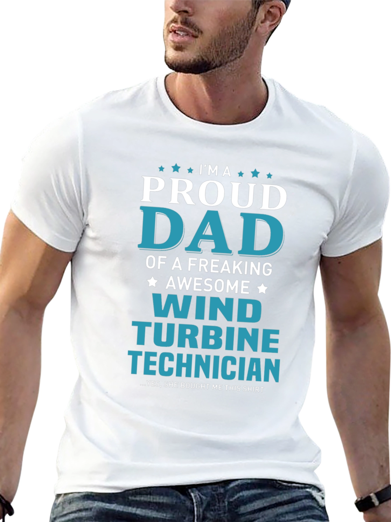 Proud Dad Wind Turbine Technician Graphic T-Shirt